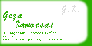 geza kamocsai business card